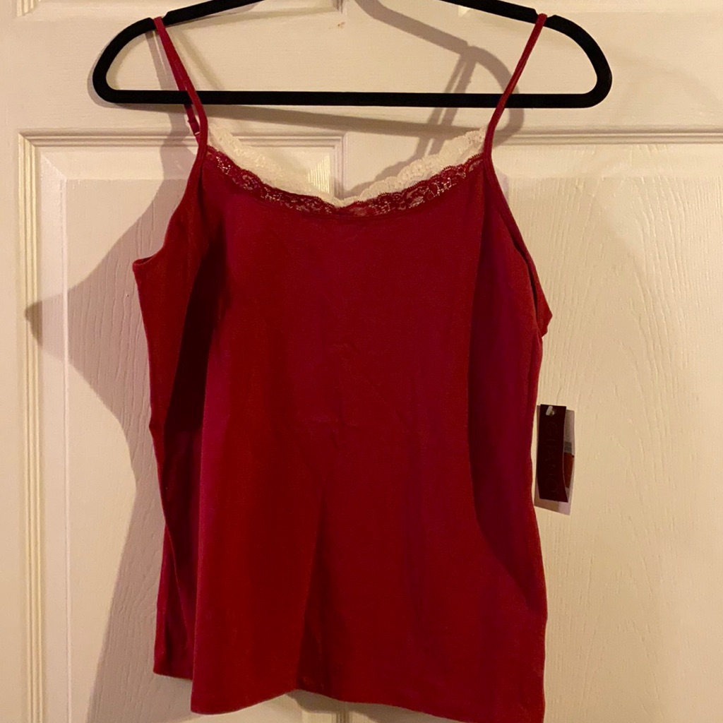 Gitano Red Tank Top With A Little White Lace.